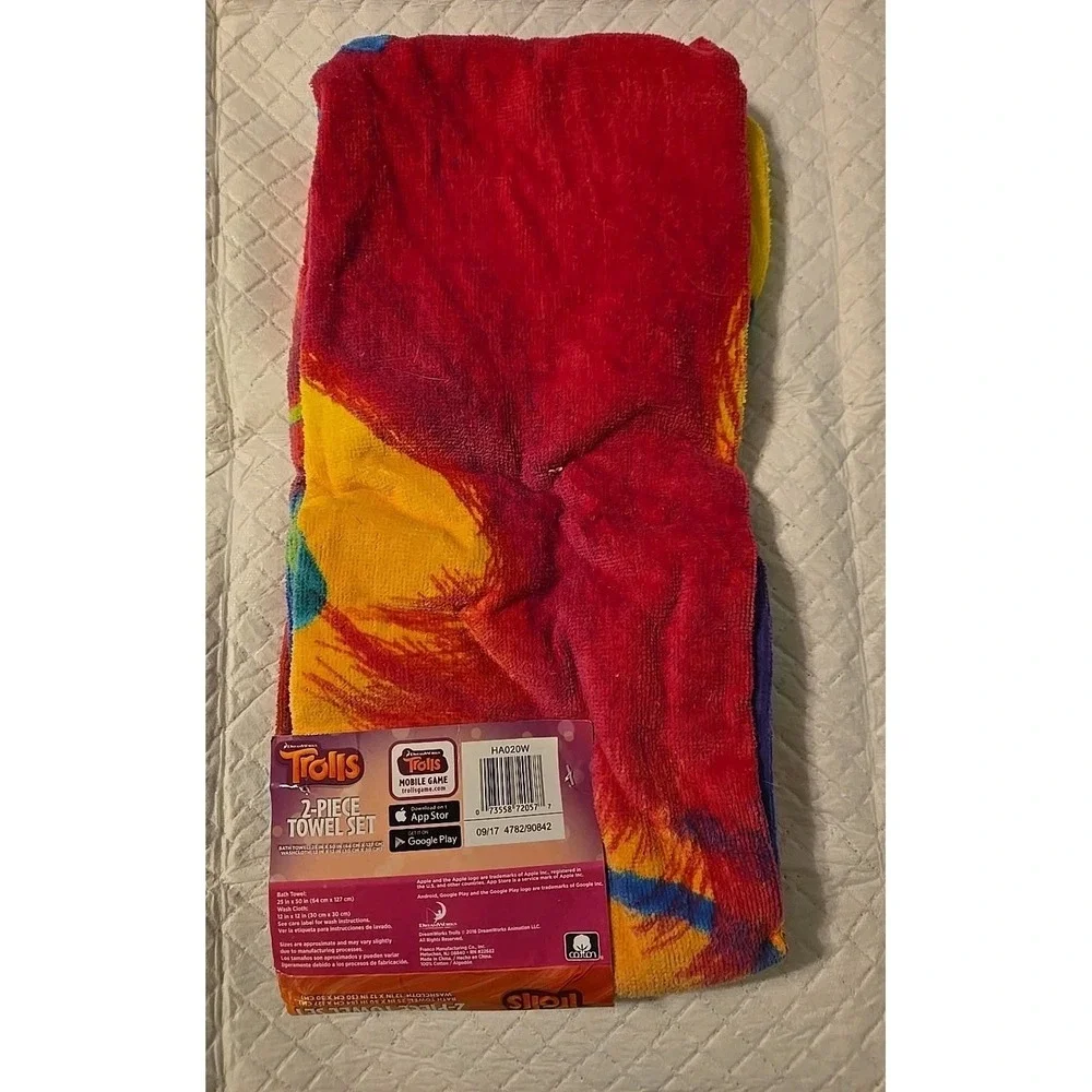 Trolls Kids Cotton 2 Piece Towel and Washcloth Set 25